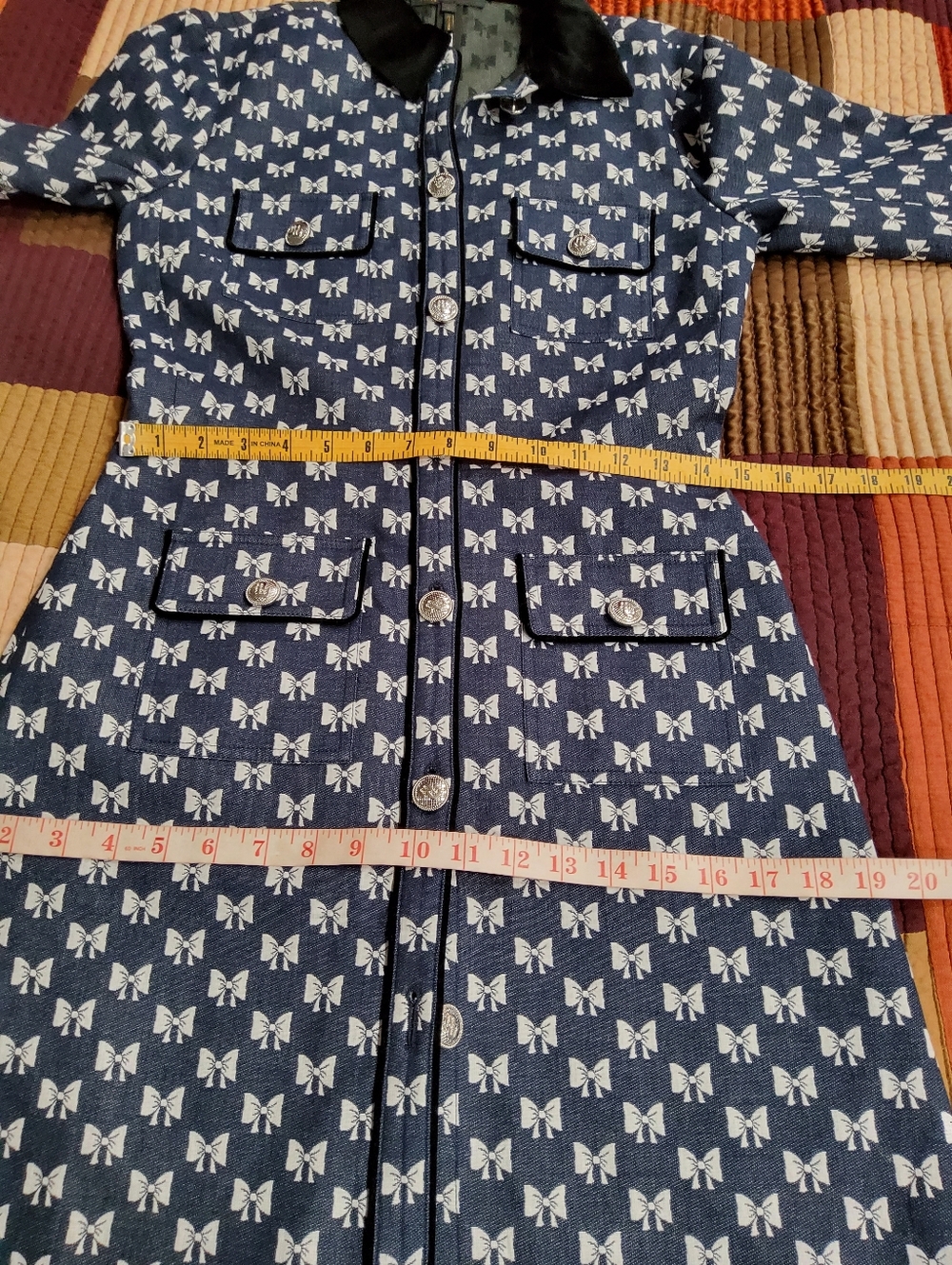 Maje Renatila Bow-Print Organic Cotton Mini Dress Size 36 - Picture 13 of 16